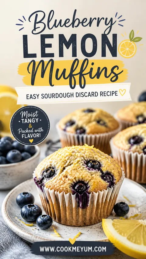 Blueberry Lemon Muffins – Easy Sourdough Discard Recipe