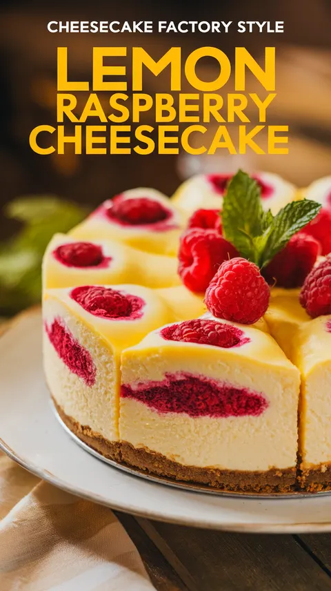 Cheesecake Factory Style Lemon Raspberry Cheesecake