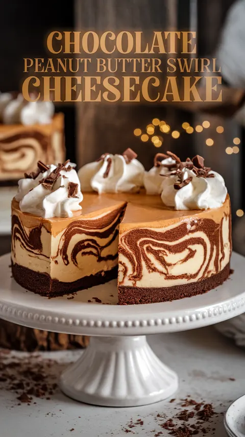 Chocolate Peanut Butter Swirl Cheesecake