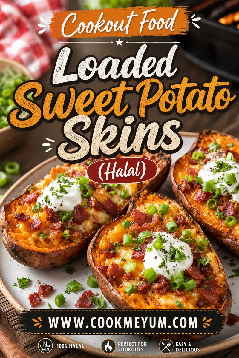 Cookout Food: Loaded Sweet Potato Skins (Halal)