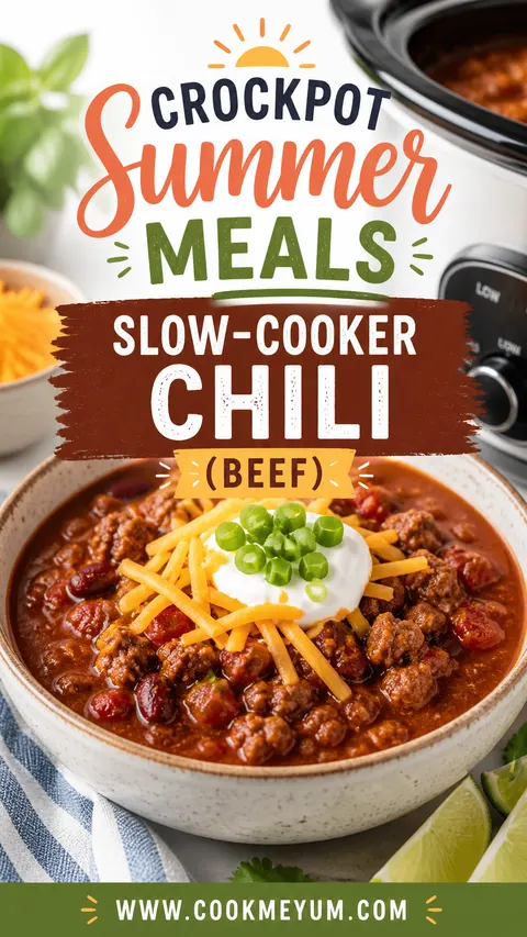 Crockpot Summer Meals: Slow-Cooker Chili (Beef)