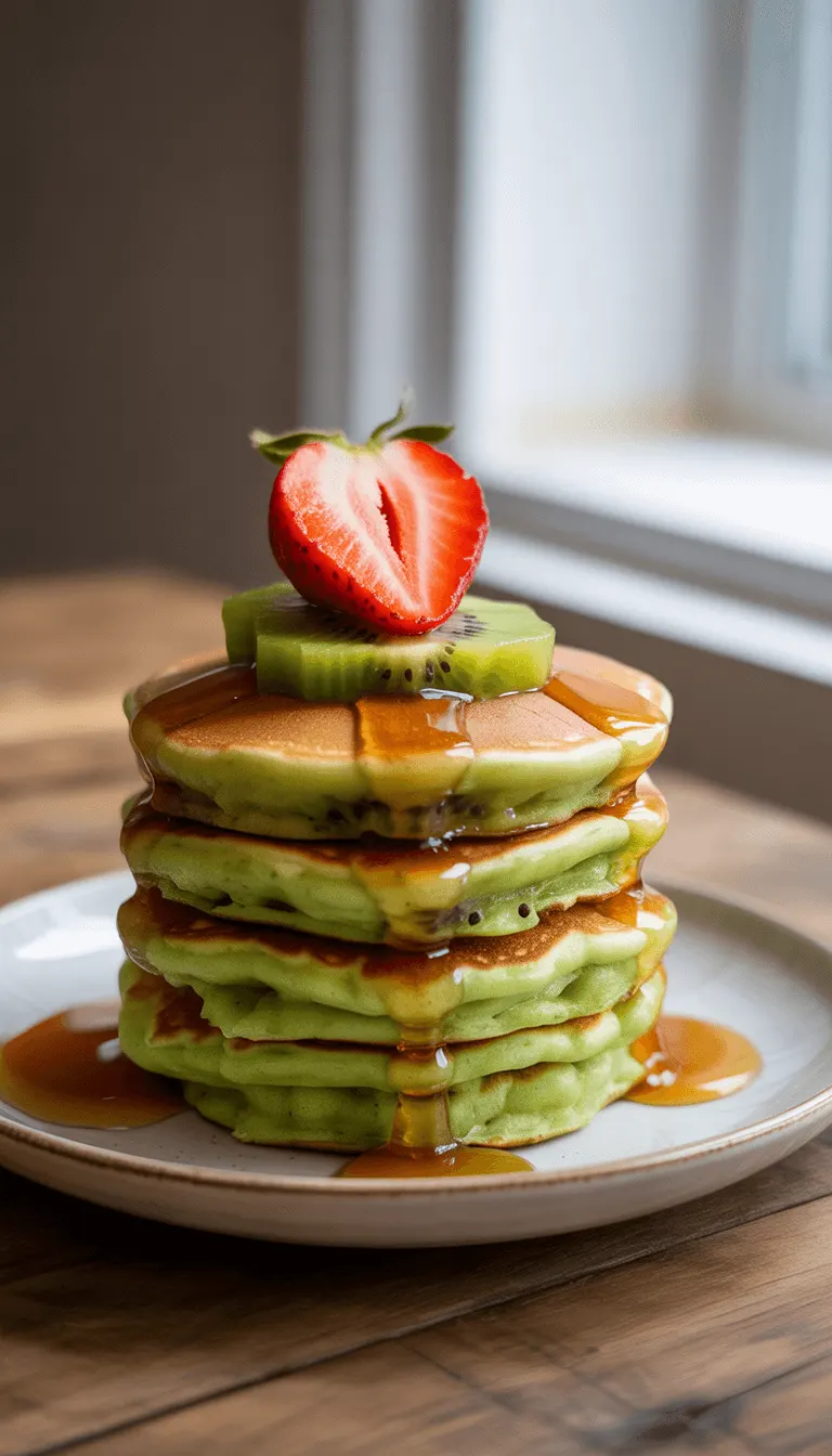 Fluffy Kiwi Pancakes – A Tropical Breakfast Delight!