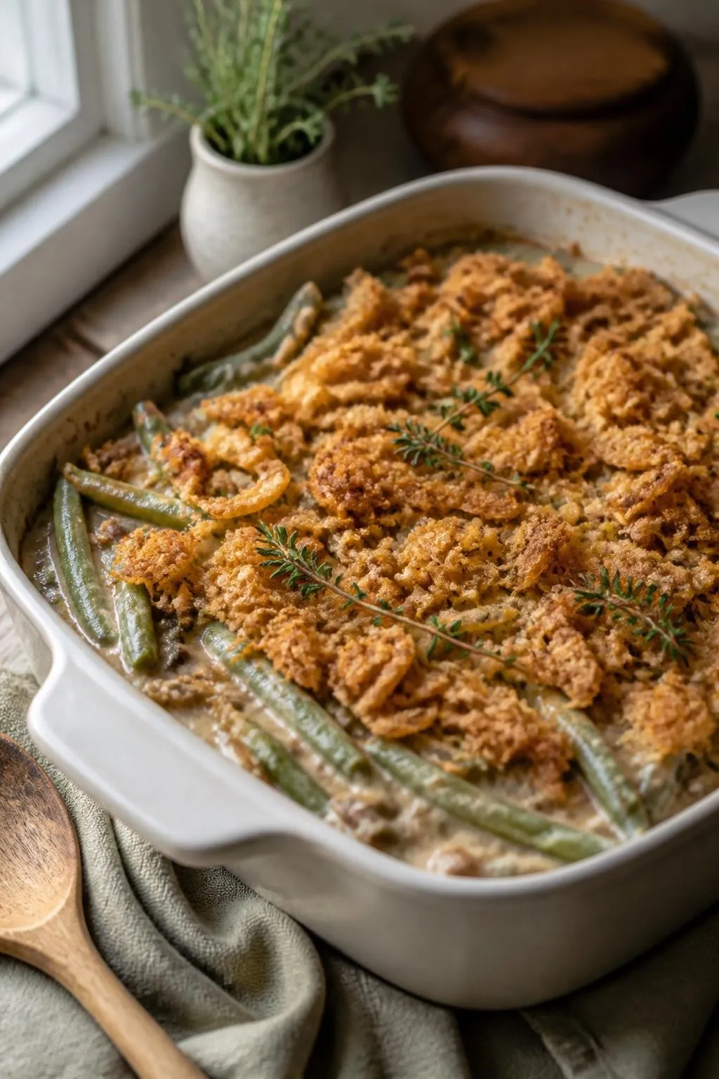 Green Bean Casserole from Scratch – Creamy with Crispy Onions