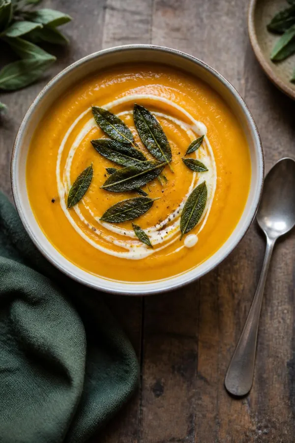 Roasted Butternut Squash Soup with Sage – Creamy Vegan Comfort in 45 Minutes