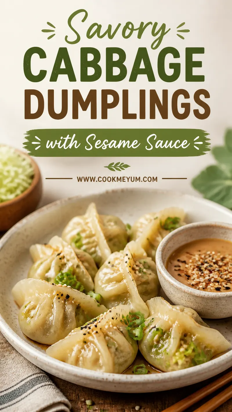 Savory Cabbage Dumplings with Sesame Sauce
