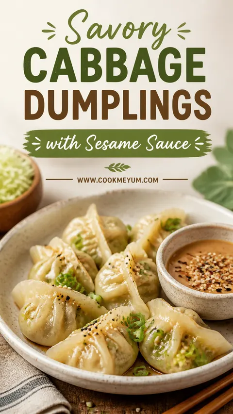 Savory Cabbage Dumplings with Sesame Sauce