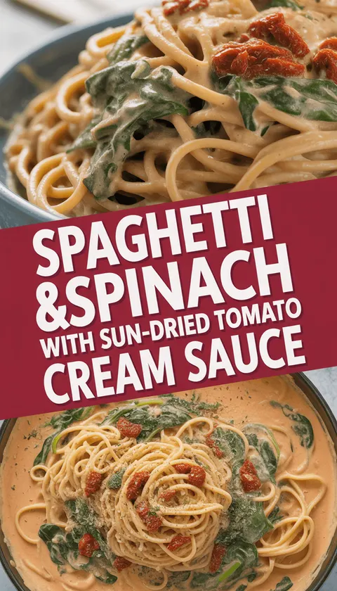 Spaghetti & Spinach with Sun-Dried Tomato Cream Sauce