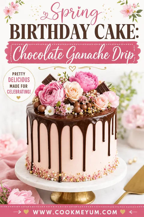 Spring Birthday Cake: Chocolate Ganache Drip