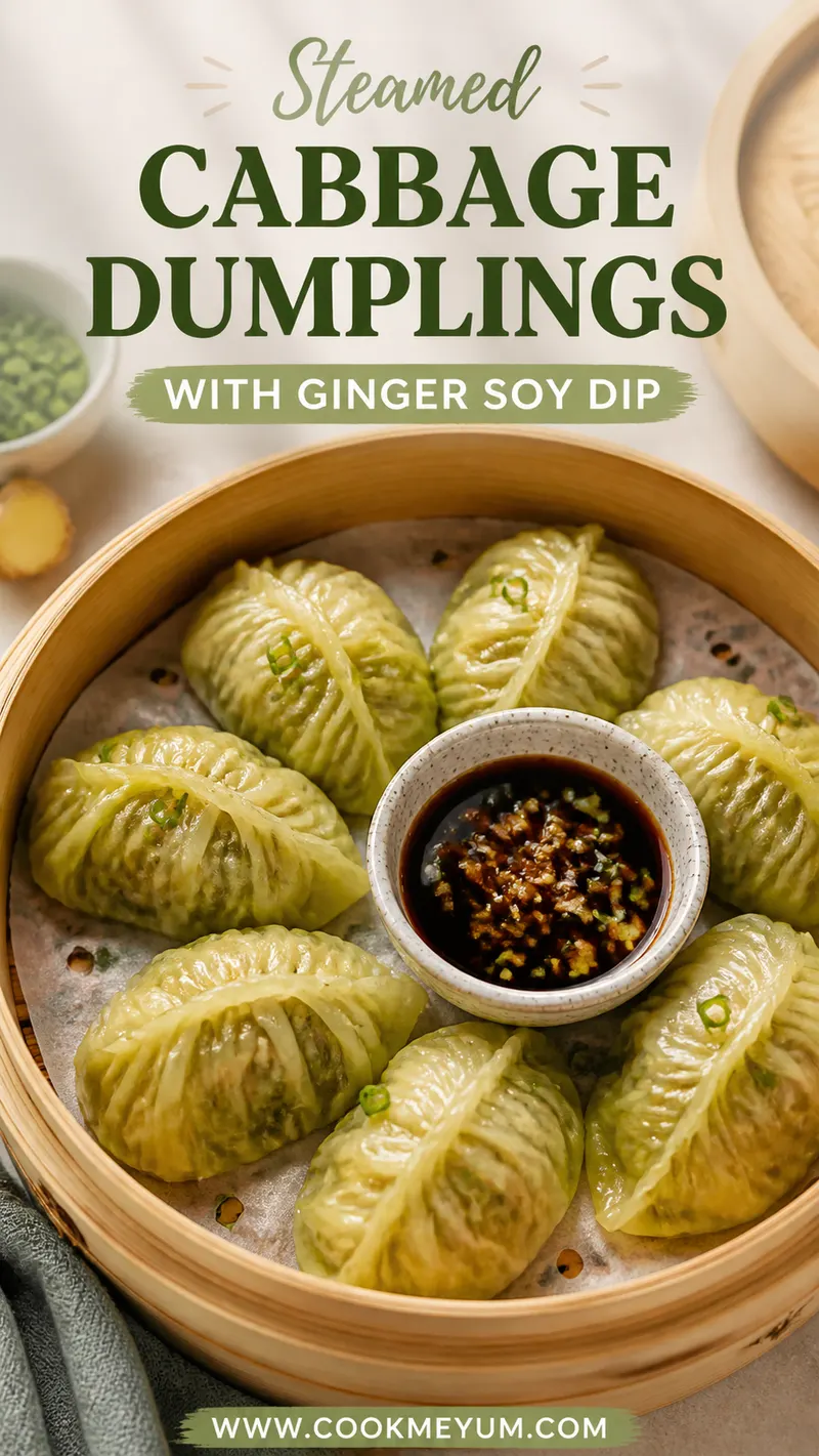 Steamed Cabbage Dumplings with Ginger Soy Dip