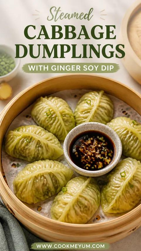 Steamed Cabbage Dumplings with Ginger Soy Dip