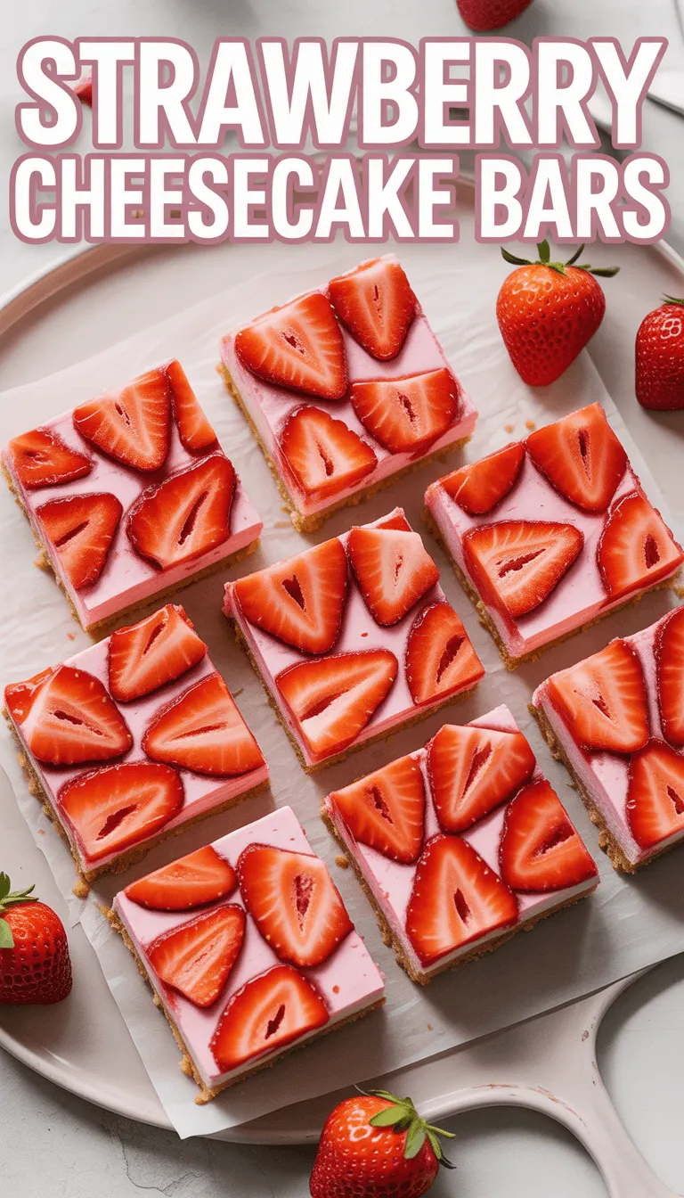 Strawberry Cheesecake Bars – Creamy, Refreshing & Perfectly Sweet!