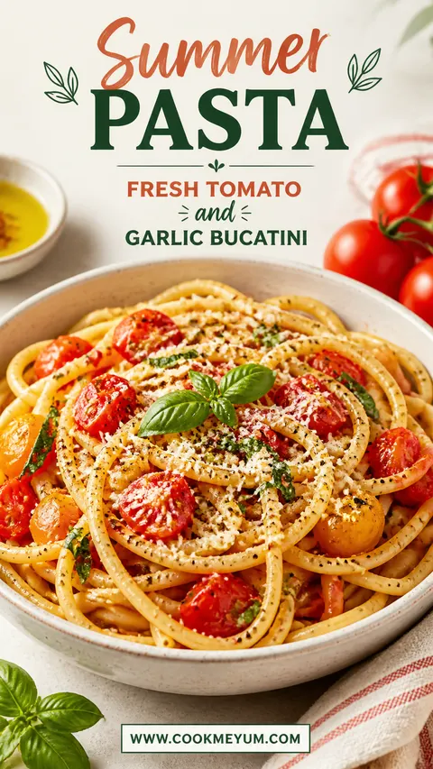 Summer Pasta: Fresh Tomato and Garlic Bucatini
