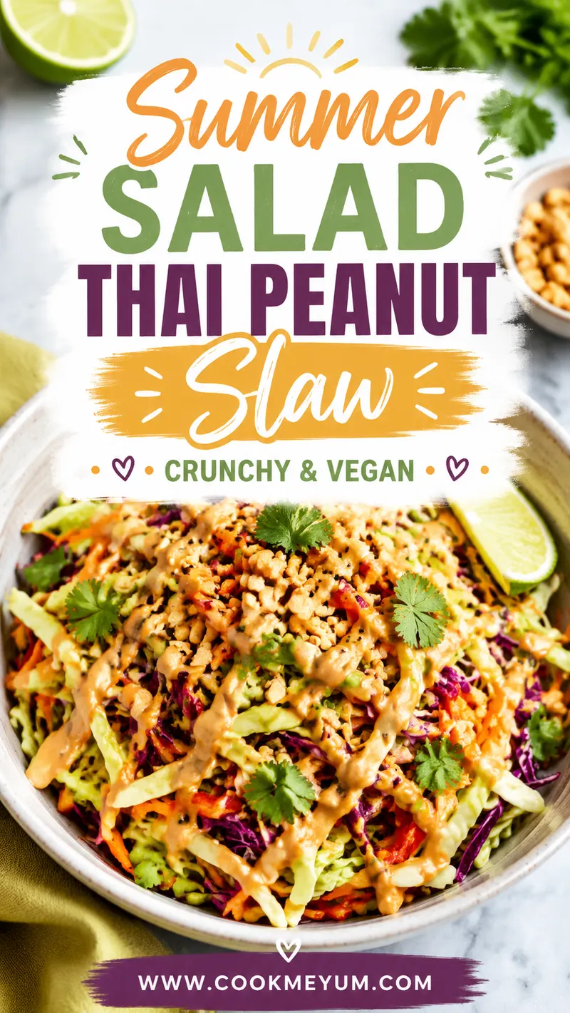 Summer Salad Thai Peanut Slaw – Crunchy and Vegan