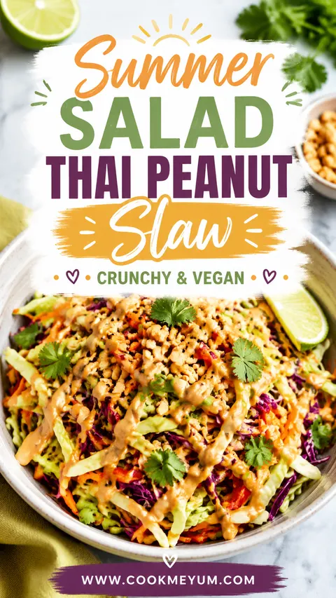 Summer Salad Thai Peanut Slaw – Crunchy and Vegan
