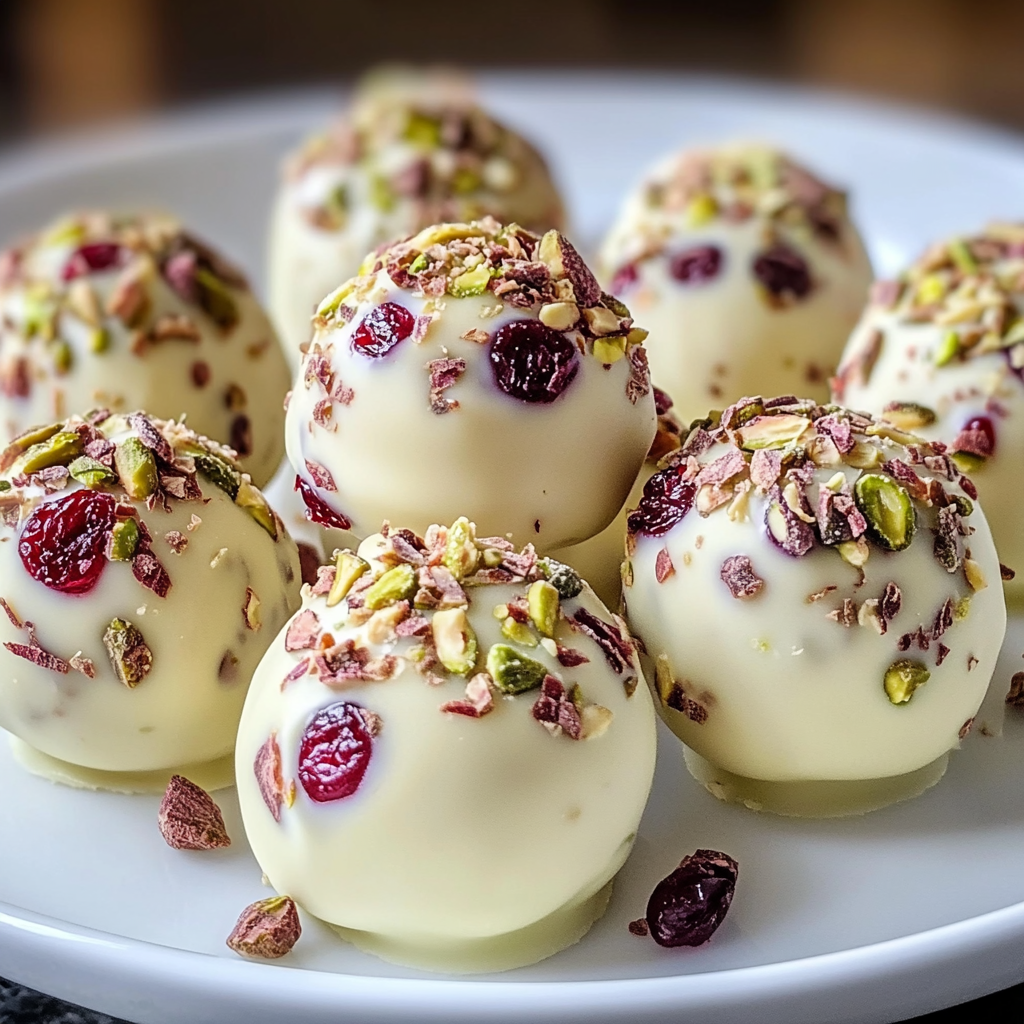 Cranberry Pistachio White Chocolate truffles