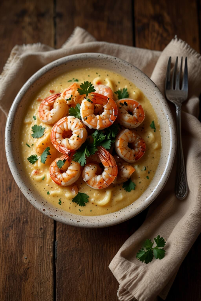 Cajun Shrimp and Grits with Garlic Butter Sauce