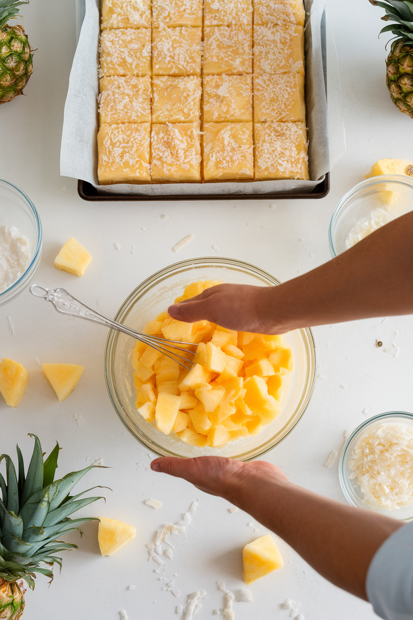 Pineapple Coconut Bars Preparation
