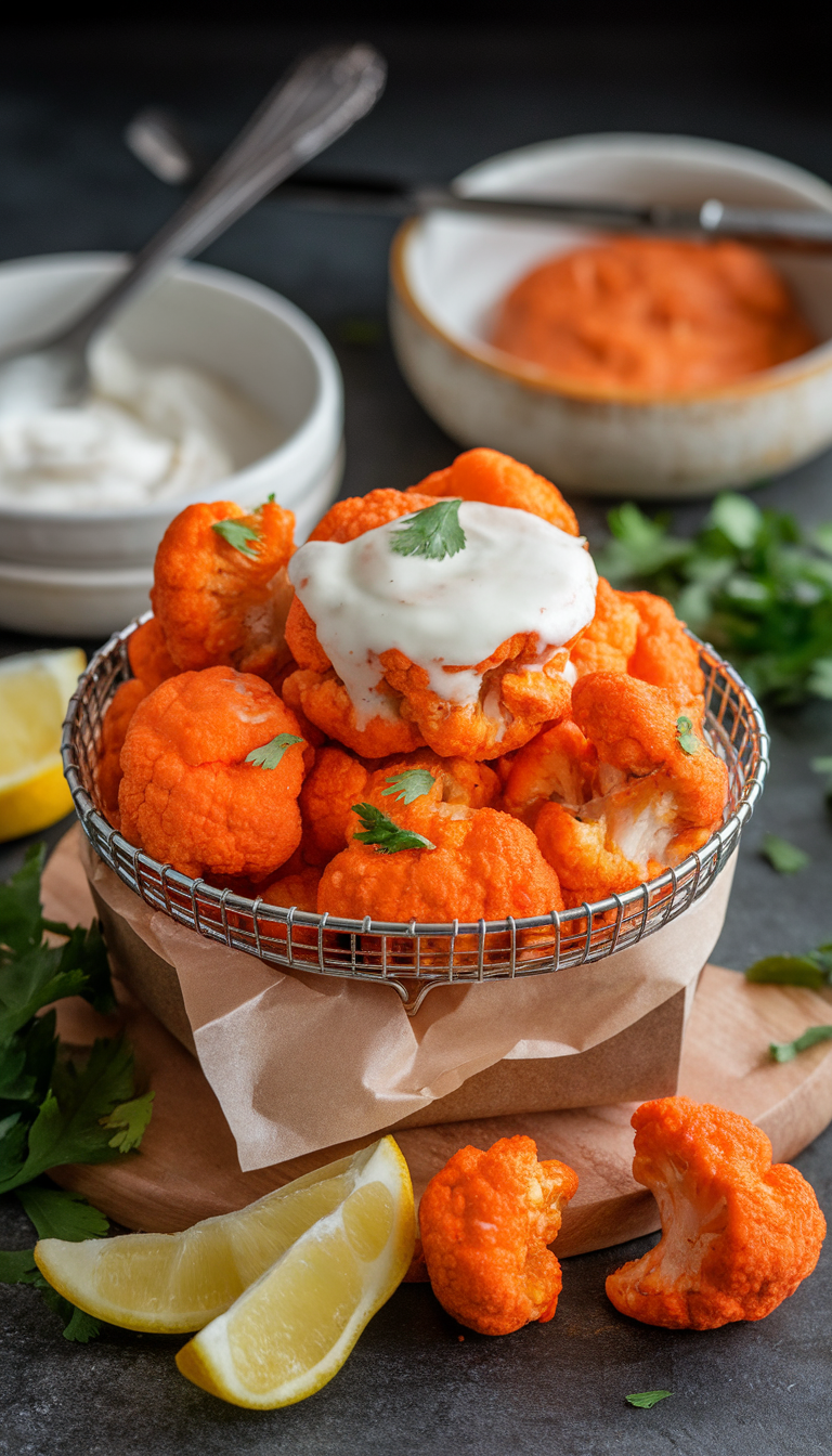 Spicy Buffalo Cauliflower Bites (Air-Fried)