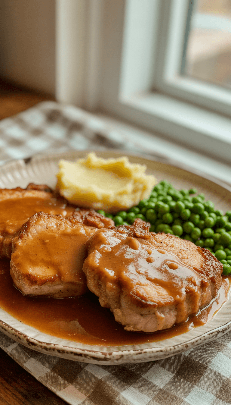 Pork Chops with Gravy - Family Style