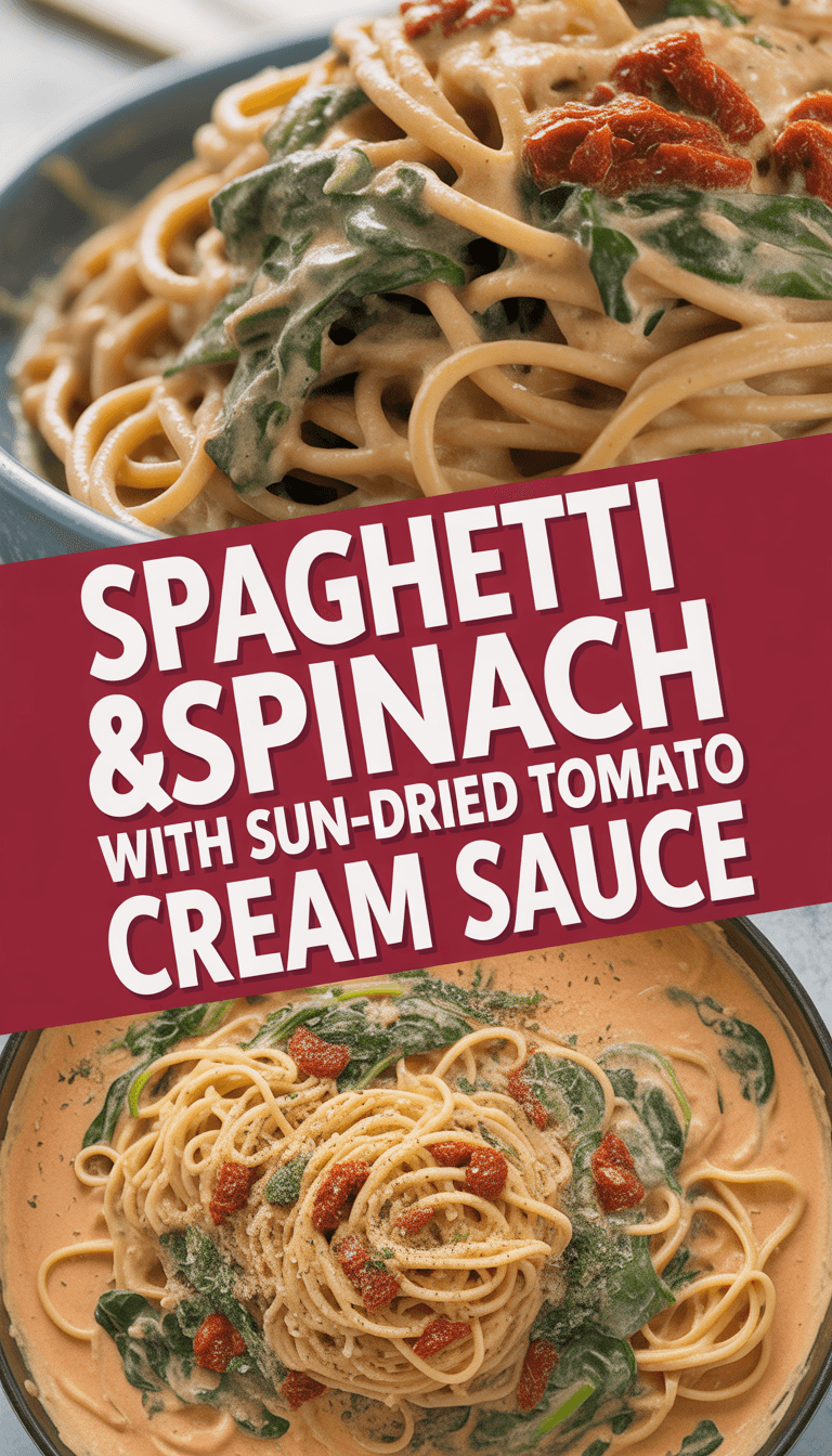 Spaghetti & Spinach with Sun-Dried Tomato Cream Sauce