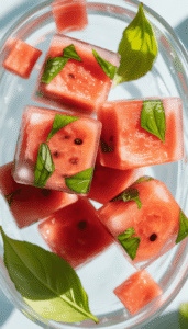 Watermelon Basil Ice Cubes