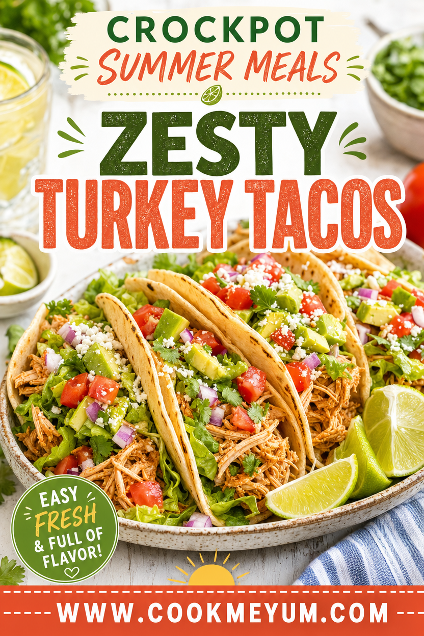 Crockpot Summer Meals Zesty Turkey Tacos