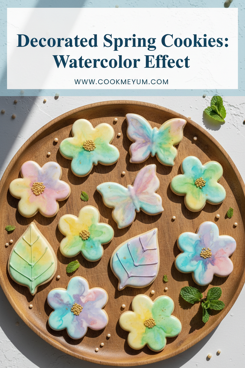Decorated Spring Cookies: Watercolor Effect