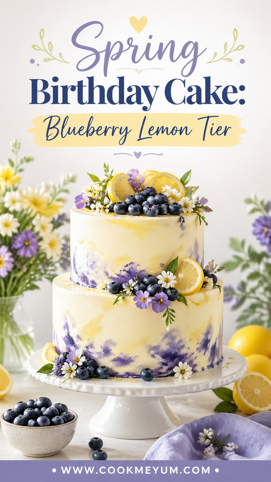 Spring Birthday Cake: Blueberry Lemon Tier