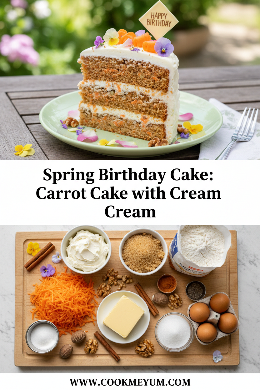 Spring Birthday Cake: Carrot Cake with Cream Cheese