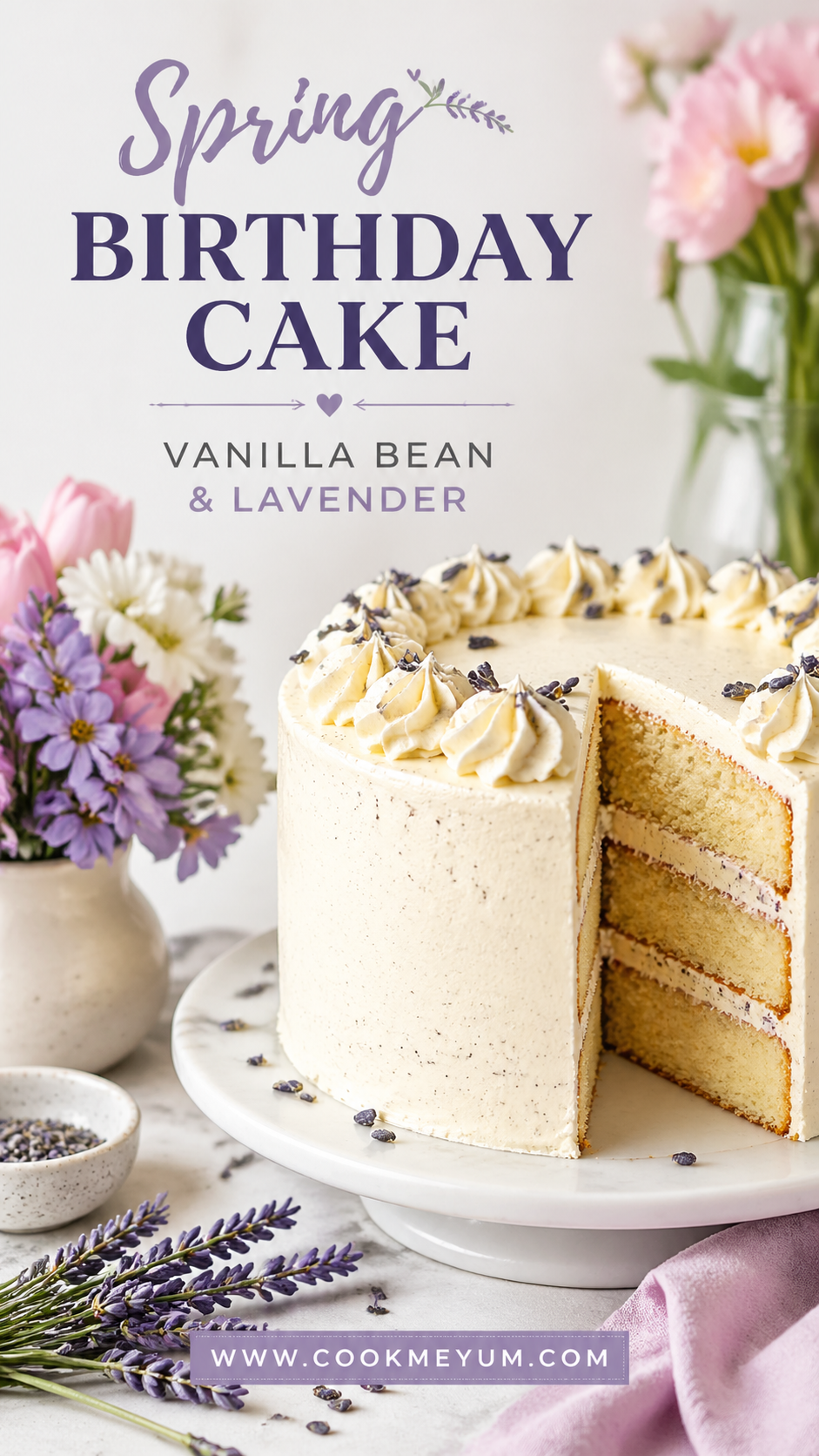 Spring Birthday Cake: Vanilla Bean and Lavender