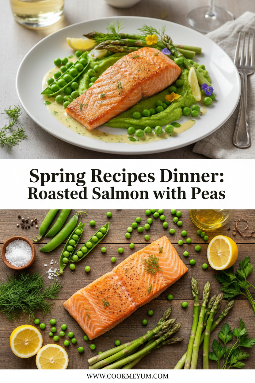 Spring Recipes Dinner: Roasted Salmon with Peas
