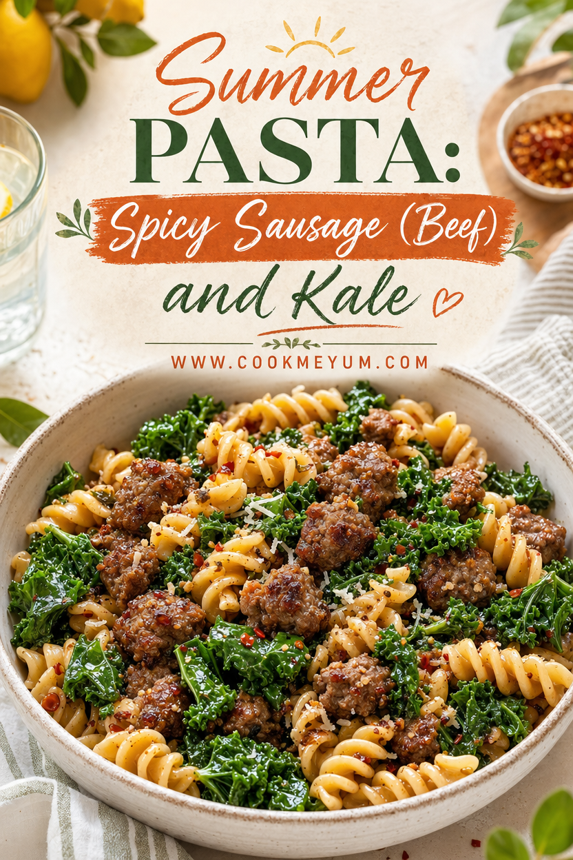 Summer Pasta: Spicy Sausage (Beef) and Kale