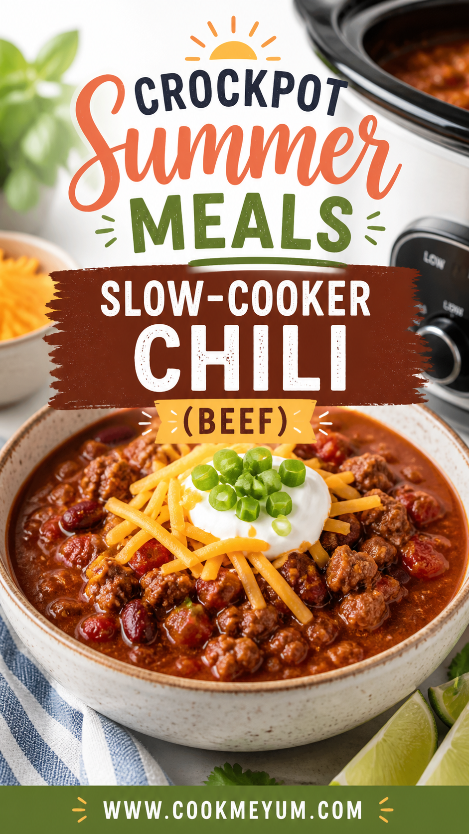 Crockpot Summer Meals: Slow-Cooker Chili (Beef)