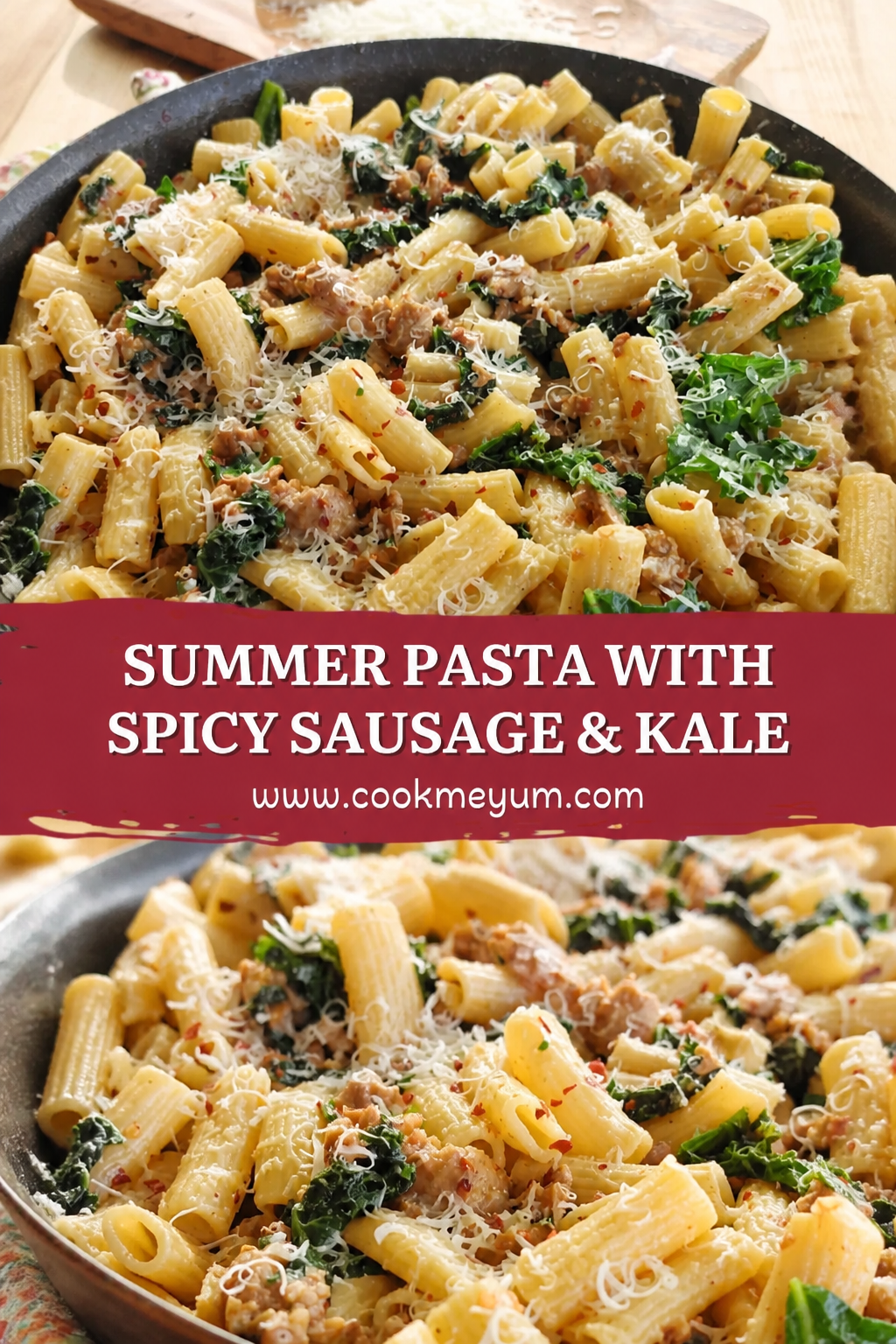 Summer Pasta with Spicy Sausage & Kale